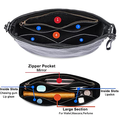 Hyfanstr Small Purse Organizer With Zipper, Felt Insert Bag Organizer Handbag Tote Liner Pouch For Women Black #TOP2