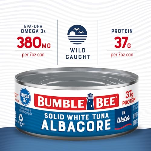 Image of Bumble Bee Solid White Albacore Tuna in Water, 7 oz Can - Wild Caught Tuna - 37g Protein per Serving, High in Omega-3s - Non-GMO Project Verified, Gluten Free, Kosher (Pack of 3)