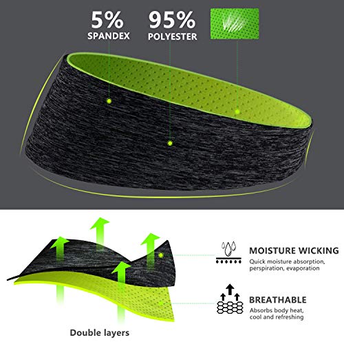 Sunshine smile Stirnbänder Feuchtigkeitstransport Athletisch,Sports Stirnband Einstellbare,Moisture Wicking Stirnband,Herren Stirnband dünn,Schweißband für Herren Damen (3er Pack) - 2