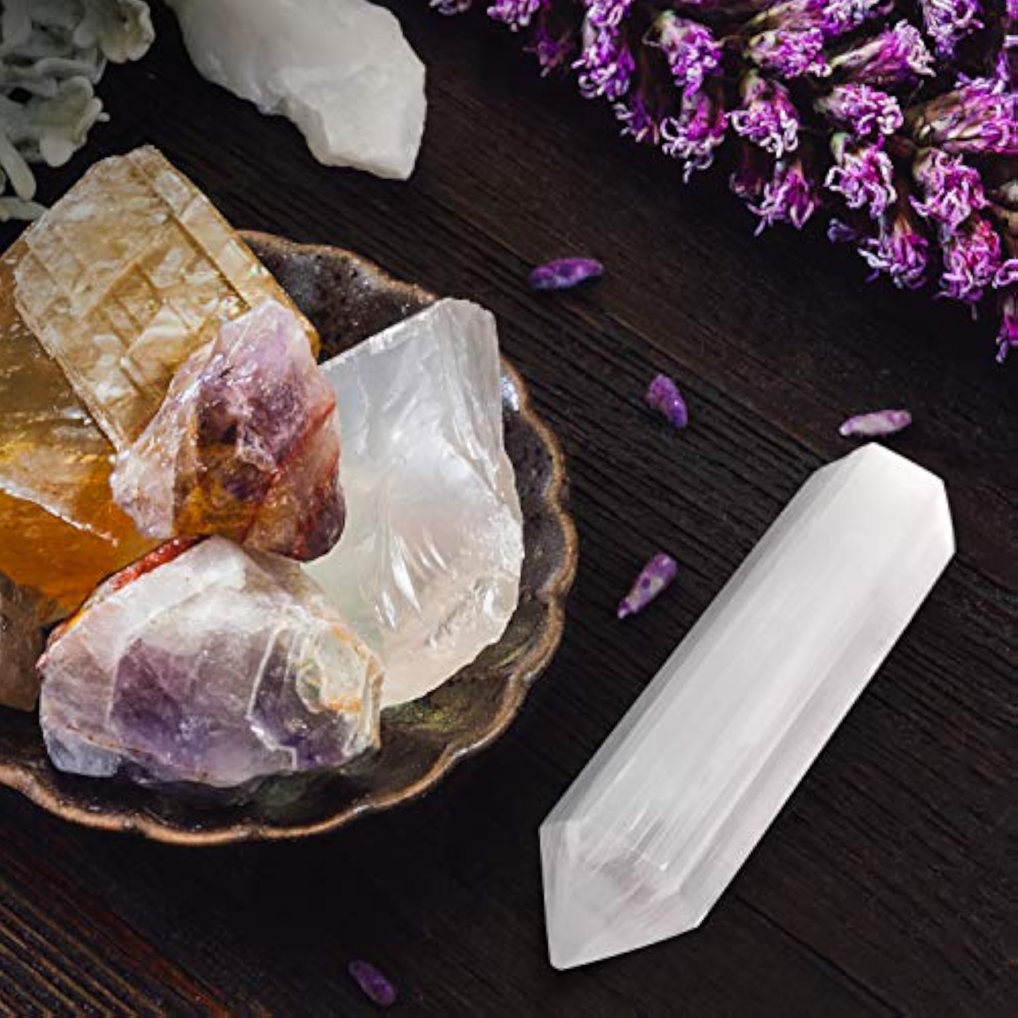 Moroccan Selenite Tower Large Crystal Point Wand