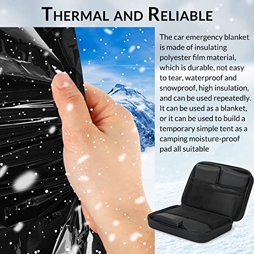 12 Pcs Outdoor Camping Emergency Blankets Extra Large Foil Thermal Blanket Survival Blanket With Storage Pouches, Buckles, Waterproof Eva Case For Camping, Hiking, Emergency Setting, Car Use, Black #TOP6