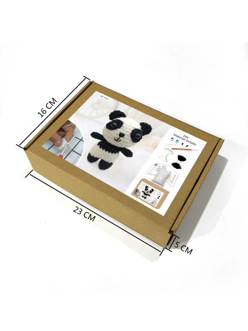 Kit Tricot Panda Rouge Pour Débutants - Complet Avec Fil, Aiguilles, Instructions, Pour Créer Des Peluches Animales