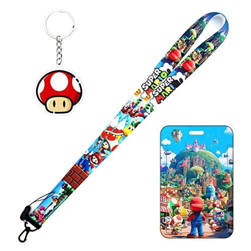 Tjiusi Anime Cartoon Lanyard For Keys With Game Id Badge Holder Mushroom Keychain Anime Funny Card Holder And Cute Game Icon Keychain For Women Men Teens Gifts #TOP2