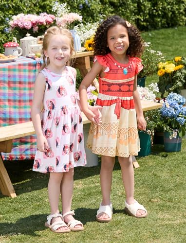 Image of Disney Frozen Elsa Princess Minnie Mouse Stitch Toddler Girl Dresses 2 Pack Short Ruffle Sleeve Costume Set Outfit 2-13 Years