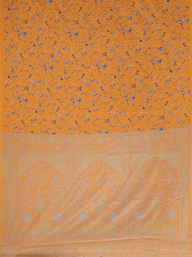 Image of Garden Vareli Floral Print Crepe Saree With Unstitched Blouse Piece