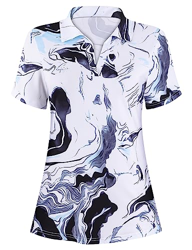Image of Cucuchy Womens V Neck Golf Polo Shirts Moisture Wicking Sports Workout Tops