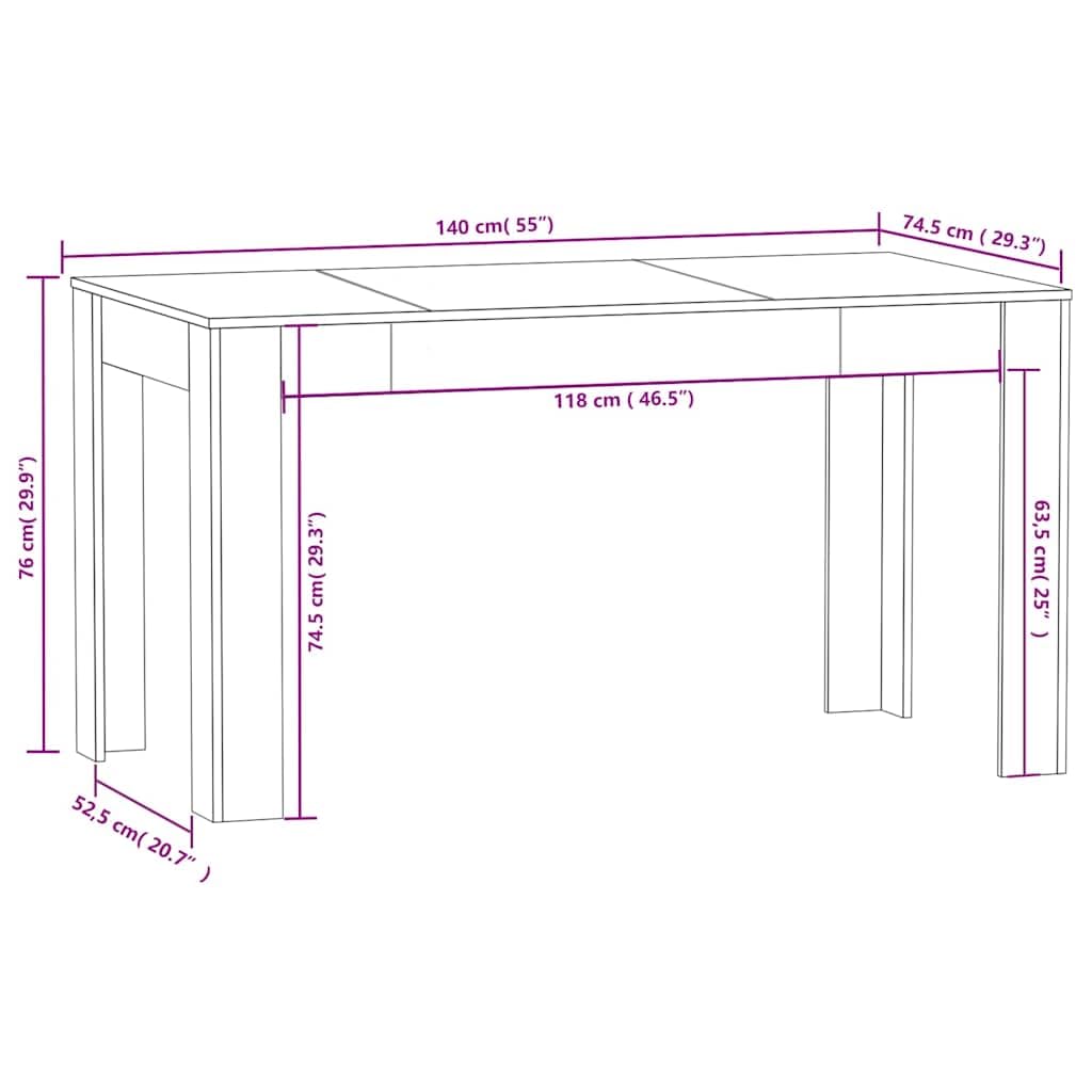 Esstisch Holzwerkstoff 140x74,5x76 cm Sonoma-Eiche | Robust und stabil, pflegeleicht mit feuchtem Tuch, für Esszimmer und Küche