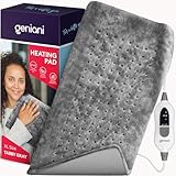 GENIANI Electric Heating Pad for Back Pain & Cramps Relief, Electric Throw, Auto Shut Off, Machine Washable, Heating Pad for Neck & Shoulder (12×24', Tabby Gray)