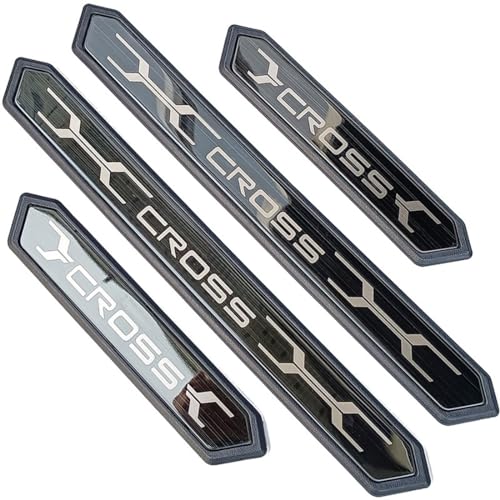 Stainless Car Door Sill Protector Kick Plate Entry Guard Kit for Toyota Corolla Cross 2025 Accessory (Black Cross Text)