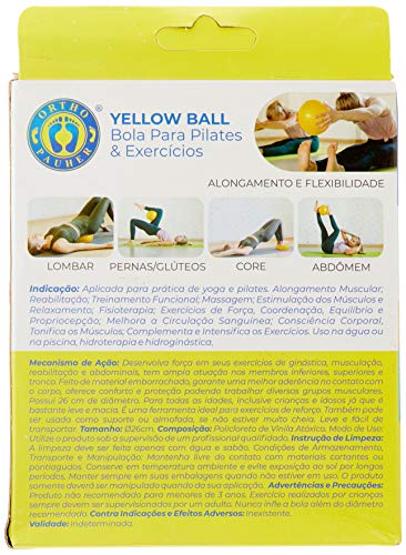 Yellow Ball Bola para Pilates e Exercícios, Ortho Pauher, Amarelo, Único