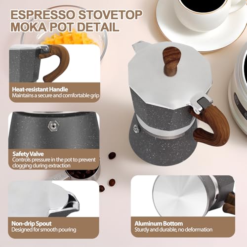 Image of Aluminum 3 Cup 150ml Moka Pot Express Coffee Maker Stovetop Espresso Colorful Coffeemaker Italian Classic Style Brewing Greca Cafe Mocha Machine for Cafeteras Lover Camping Travel and Home Use 5oz