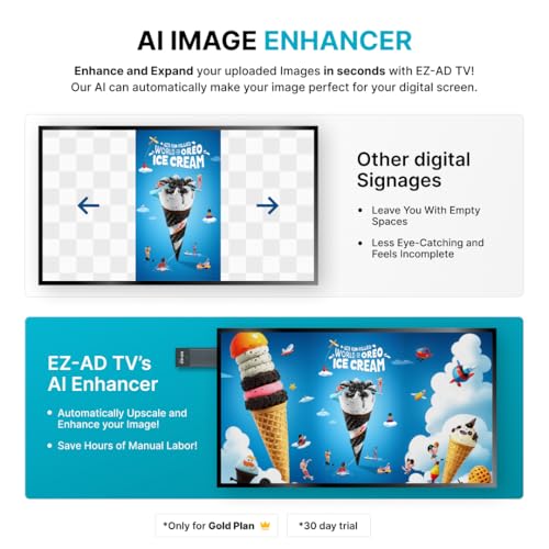 Image of EZ AD TV - AI Digital Signage Stick - Cloud Controlled AI Digital Signage Media Player - AI Creates Content On Digital Display Board - Powerpoint uload 4K Media Player + Mobile App W /Template Builder