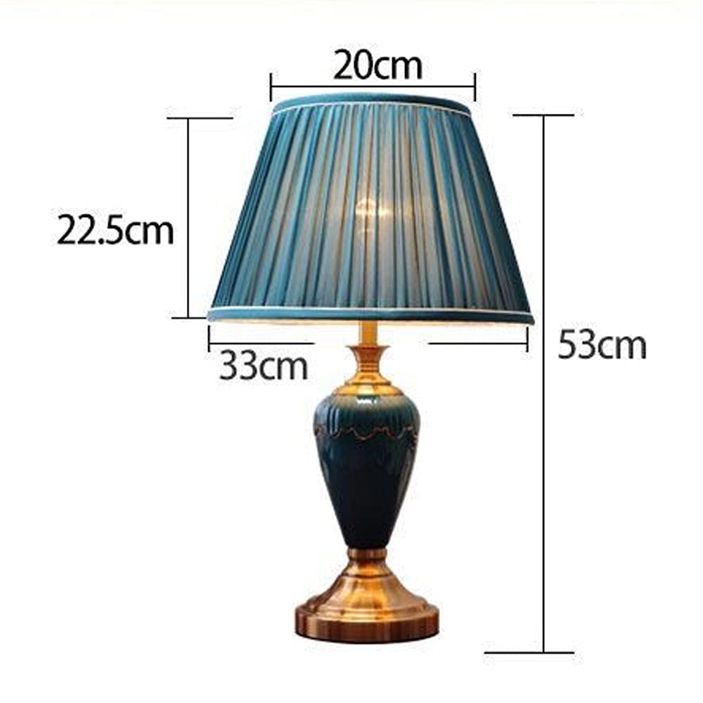 Lámpara de mesa Lámpara de mesa grande de cerámica con pantalla a juego Lámpara de noche para dormitorio Lámpara de mesa de cerámica retro americana para sala de estar Lámpara de escritorio para mesit