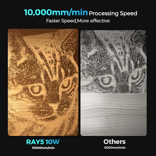 LONGER Laser Engraver Ray5 10W, 60W DIY Laser Cutter and Laser Engraving Machine with 3.5" Touch Screen,0.06mm Laser Spot 10000mm/min, Offline Usage CNC Laser Engravers for Wood Metal Acrylic Glass