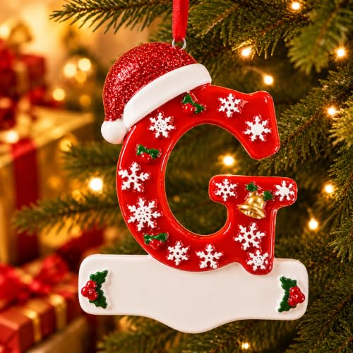 Image of Bemaystar 3D Resin Letter Christmas Ornaments, Hand Painted Initial Christmas Tree Ornaments, Premium Holiday Decoration for Family Christmas Tree Decor, Ornaments for Christmas Tree, G