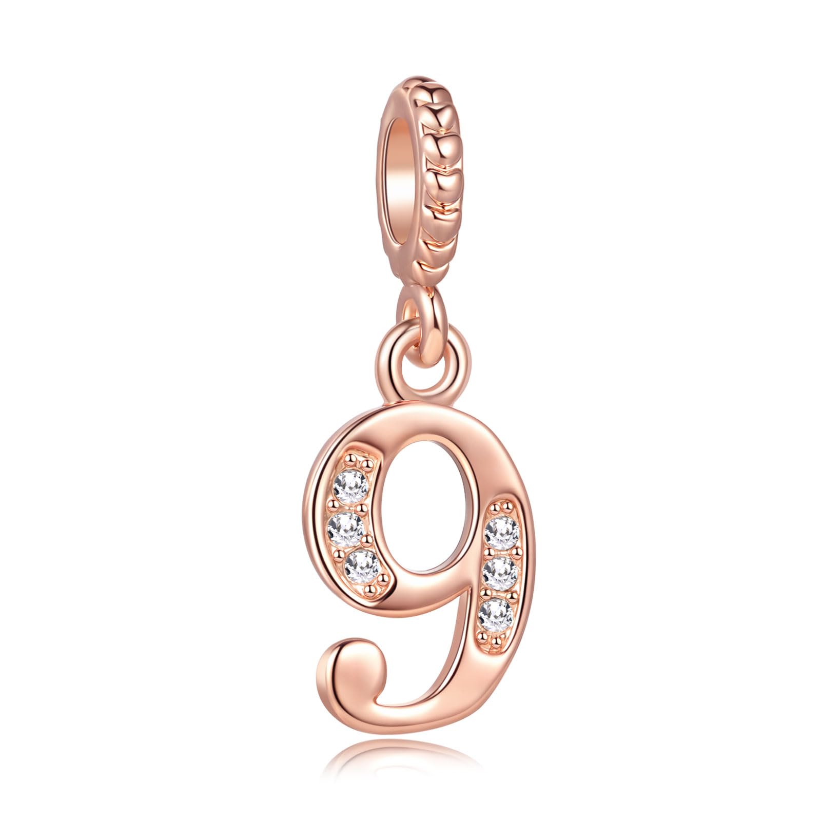 Abalorio de oro rosa números brillante que no pierde color 7