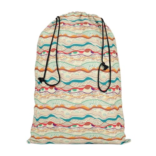 Image of ArtzFolio Waves Drawing | Reusable Sack Bag | Bag for Gym, Storage, Vegetable & Travel