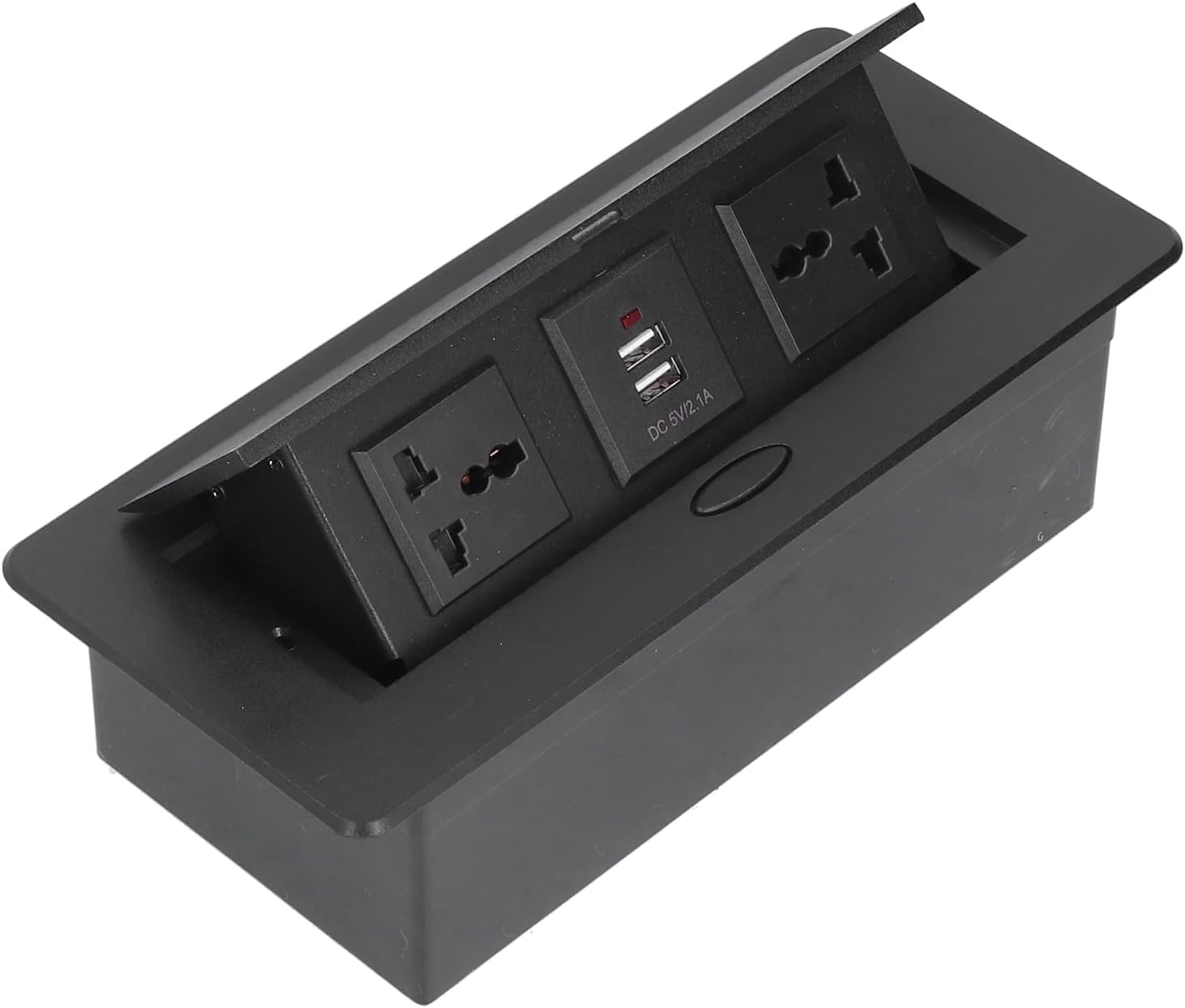 Automatic Pop Up Outlet, Retractable Recessed Pop up Power Strip Hub Connection Box with 2 Outlets & 2 USB Ports, Aluminium Alloy Desktop Pop Up Socket for Home, Office, Factory
