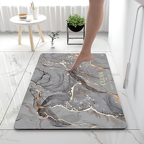 Tapis de bain absorbant antidérapant et tapis d'entrée design marbre Ergocar - 4