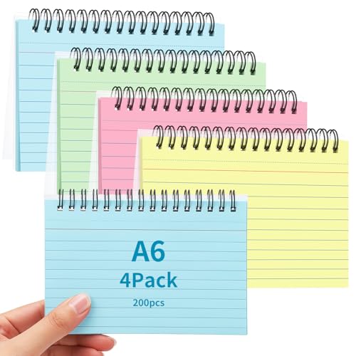 Flash Cards 200 PCS A6 Revision Cards Spiral Bound Coloured Index Card