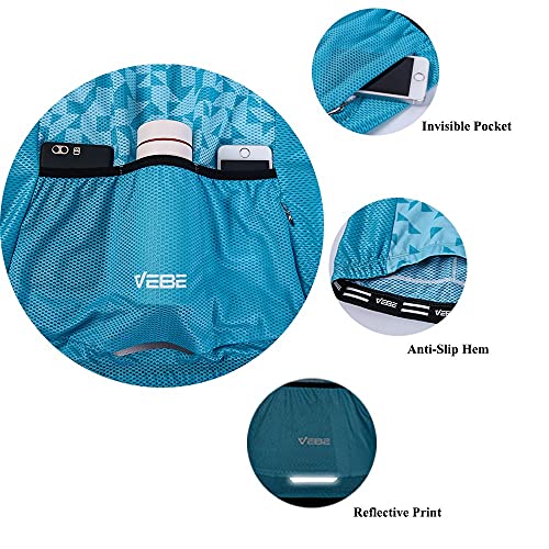 Vebe Women Cycling Jersey Short Sleeve Bike Tights Clothing Bicycle Shirts Tops With Pockets(Blue,M) #TOP3