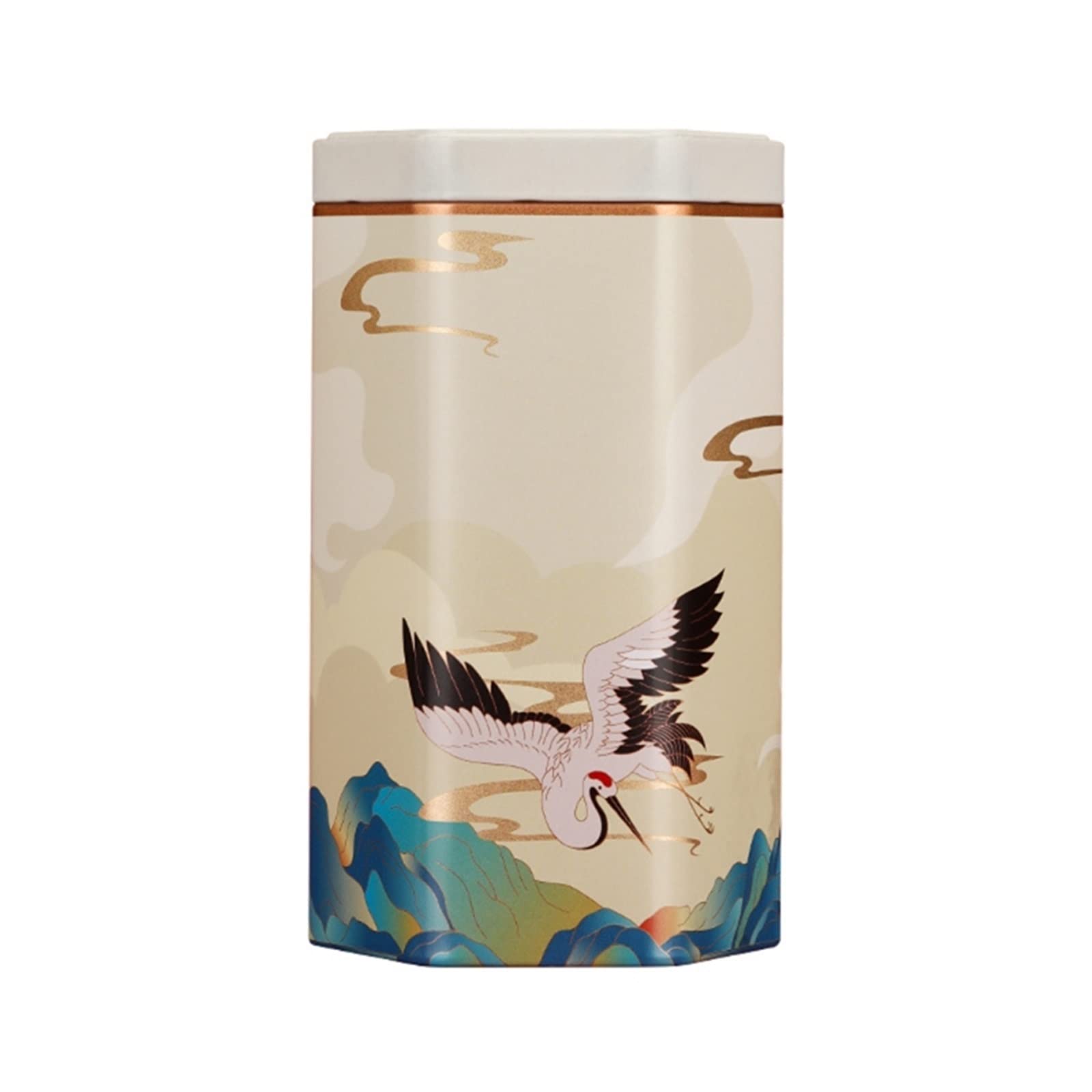 JINGYAN Tea Storage Jars Tea Storage Jar Tinplate Hexagon Canister Caddy Can Tin