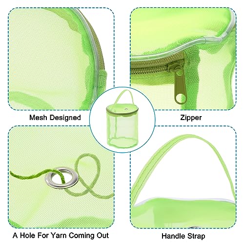 Image of PATIKIL Yarn Storage Bag, Portable Crochet Knitting Bag Case Skein Ball Holder Mesh Basket Organizer Tote for Sewing Craft Projects, Green
