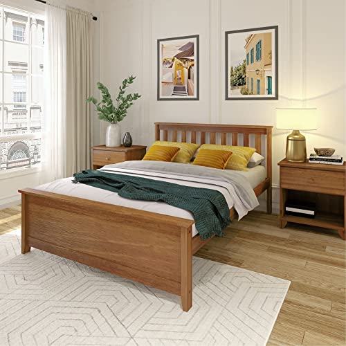 Plank+Beam Doppelbett Bettgestell Massivholz mit Kopfteil Nussbaum