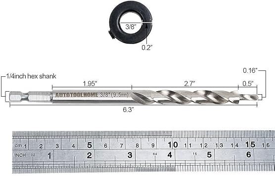 Pocket Hole Drill Bit for Pocket Hole jig Woodworking Step Drill Bits Guide | Quick change 1/4'' hex shank, step drill bit with depth stop collar,fits pocket hole jig system,Woodworking Tools Accessories