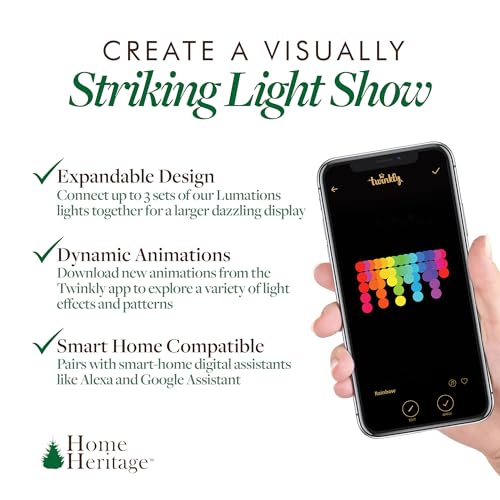 Image of Home Heritage 2-Pack Lumations 7ft Christmas Holiday Party Lights - 50 RGB LED Icicle Lights - Twinkly Smart App Control