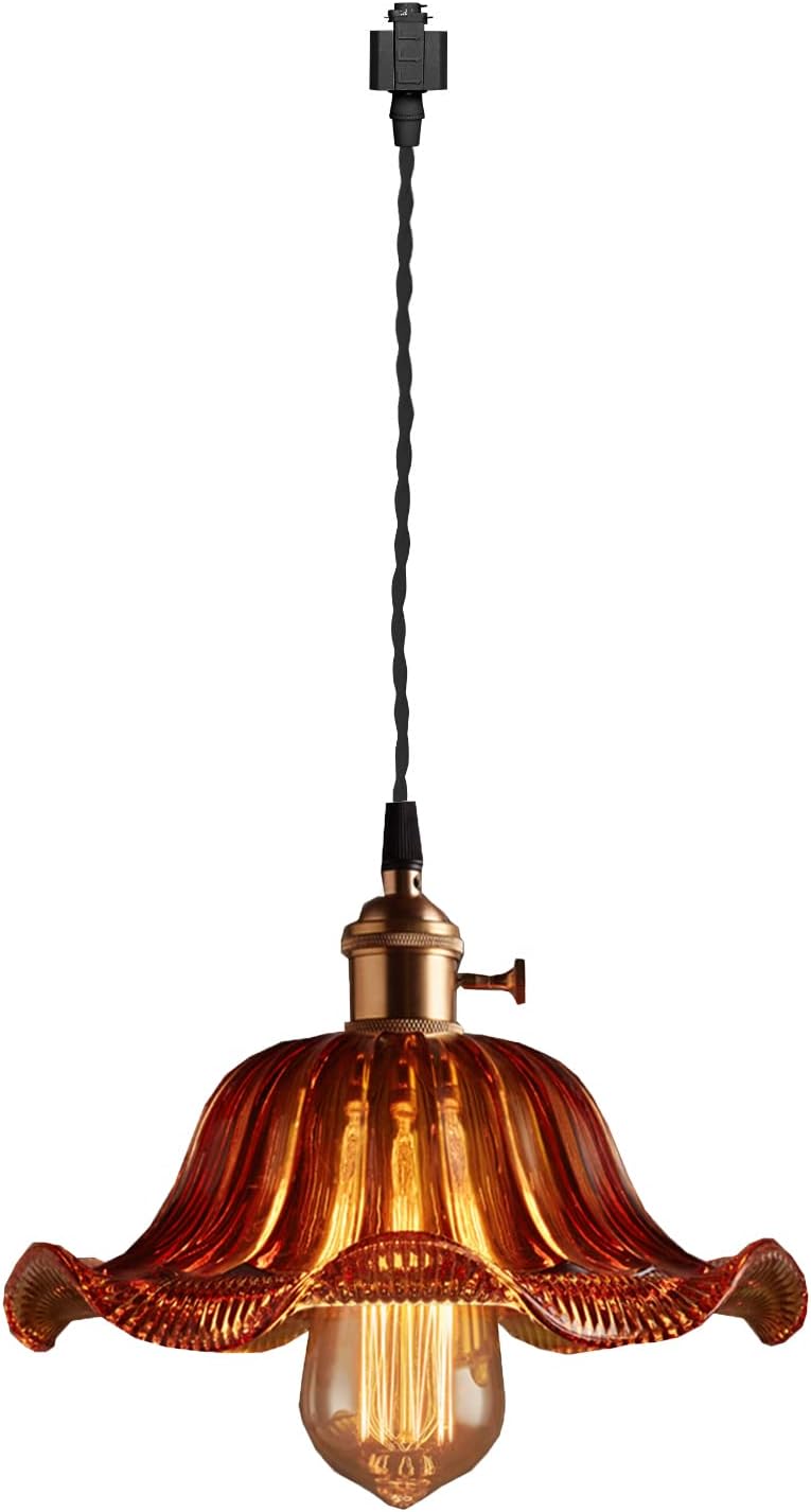 Kiven H-Track System 1-Light Antique Glass Track Lighting Pendant-Red