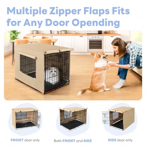 Housse de cage pour chien 91cm Seiyierr en polyester marron clair - 3