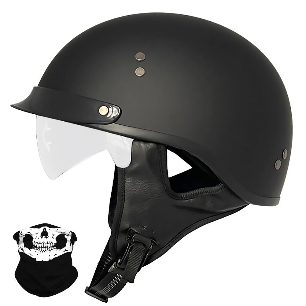 Uueybsg Men's H Vintage German Motorcycle Alf Elmet Retro Open Face Motorbike Elmet Wit Drop-Down Sun Visor Dot/Ece Approved Bike Cruiser Cras Moped Scooter Elmet For Adult Wo 57~64Cm