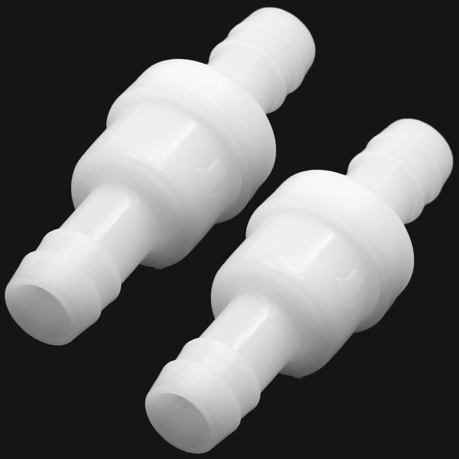 Check Valve 3/8" Plastic Barb Hose One Way Inline Check Valve Non Return Ozone Resistance PVDF for Fuel Gas Oil Water Air, Pack of 2