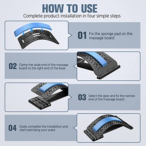 Image of Back Stretcher, Lumbar Back Cracker Board Pain Relief Device, Multi-Level Lumbar Back Massager, Pain Relief for Herniated Disc, Sciatica, Scoliosis, Lower and Upper Lumbar Support Stretcher