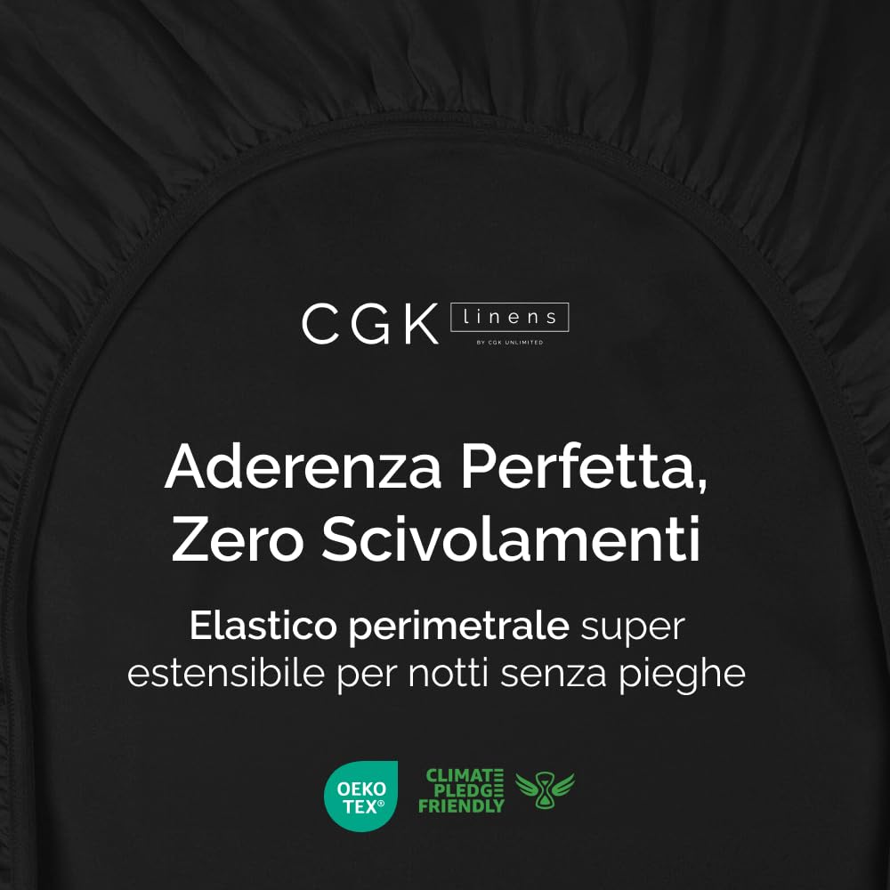 Lenzuolo con angoli 160x200cm - Extra profondo per materassi fino a 40cm (16") di altezza - Morbida microfibra spazzolata - Antipiega, resistente al restringimento e colori - OEKO-TEX - Nero