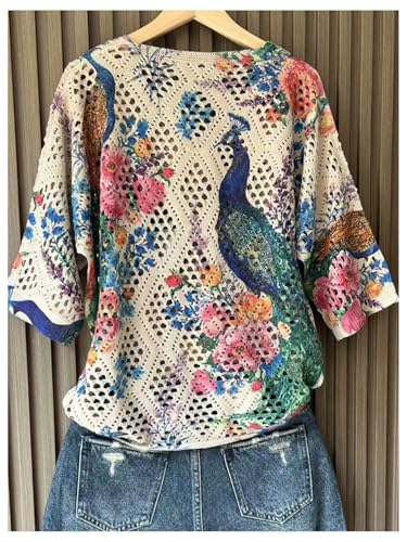 Image of Verdusa Women's Crochet Beach Summer Sweater 3 /4 Length Sleeve Boho Off The Shoulder Tops