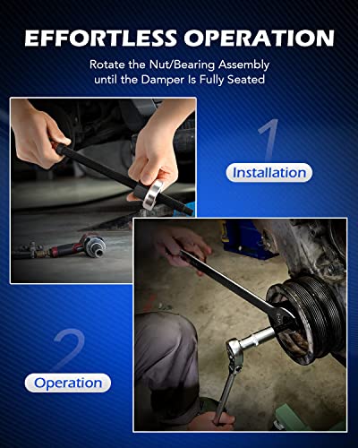 Orion Motor Tech Harmonic Balancer Installer Set, 5Pc Long Reach Crank Pulley Underdrive Pulley Damper Installation Tool For V8 And V6 Engines With 4 Adapters, Compatible With Dodge Ford Chrysler Gm #TOP4