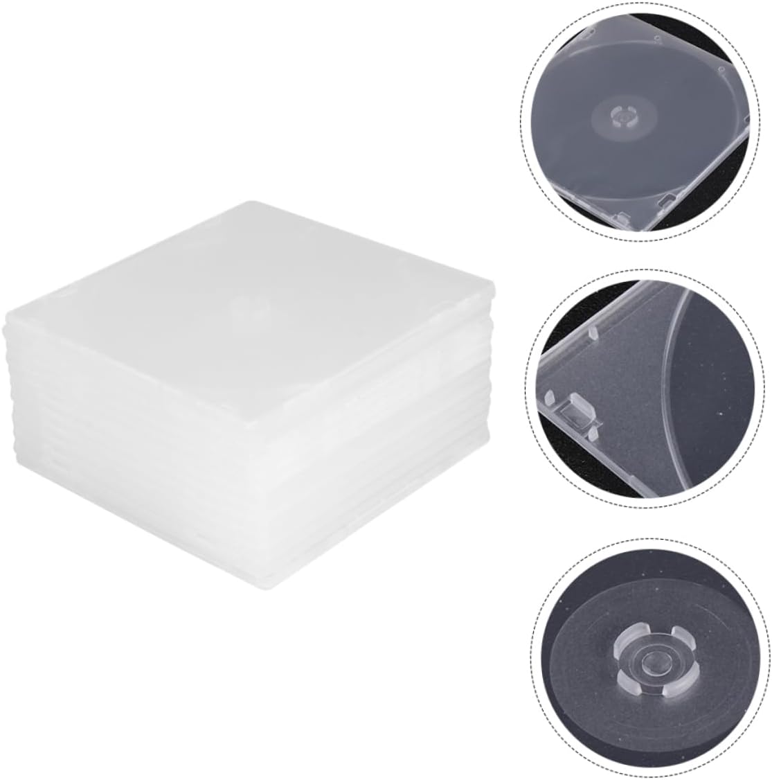 Mikikit 25pcs Cd Case Portable Storage Box Label Insert for Home Cinema and Travel Material for Organizing and Dvds
