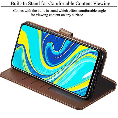 Image of Pikkme Flip Cover Leather Finish | Inside TPU with Card Pockets | Wallet Stand and Shock Proof | Complete Protection Button Flip Case for Samsung Galaxy A50 / A50s / A30s(Brown)