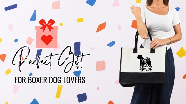 Bolso tote lona Boxer Dog para mujeres con cierre y correa miniatura 7