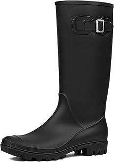 DKSUKO Women's Tall Rain Boots Garden Boots Waterproof Wellington Rubber Boots