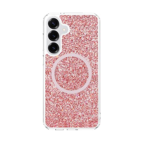 Coque à paillettes transparentes pour Samsung Galaxy S24 magnétique rouge