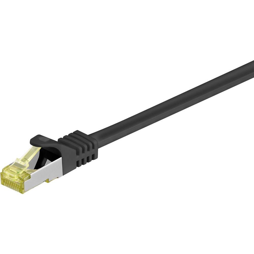 Goobay 91572 RJ45 Patchkabel CAT 6A S/FTP (PiMF) mit CAT 7 Rohkabel / 500 MHz Netzwerkkabel / Internetkabel RJ 45 Stecker / LAN Kabel Schwarz 0,25m