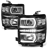 Auto Dynasty LED DRL + U Tube Bar Projector Black Housing Clear Corner Headlight Lamps Compatible with Chevy...