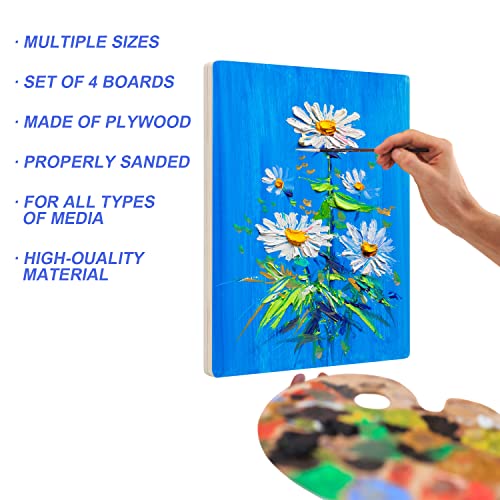 Unfinished Wood Canvas Panels Kit With Accessories - 9 X 12 Inch, Pack Of 4 Studio 3/4" Deep Board For Pouring Art, Craft, Painting And Encaustic Art #TOP5