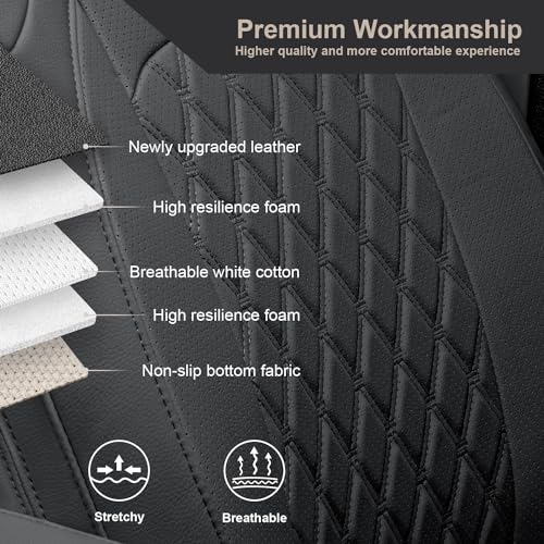 Image of GIANT PANDA Gladiator Seat Covers Custom Fit for Jeep Gladiator 2020-2026 Without Rear Cup Holder JT Sport Rubicon Mojave Willys Freedom,Black