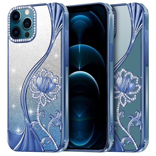 Coque iPhone 12 Pro Max antichoc et anti-jaunissement LEVIOSA à fleurs pailletées