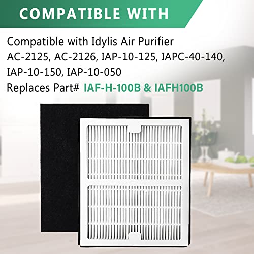 Image of Gekufa Replacement Filter B Compatible with Idylis AC-2125, AC-2126, IAF-H-100B, IAP-10-125, IAPC-40-140, IAP-10-150, IAP-10-050 for Idylis Air Purifiers Include 2 Filters & 2 Carbon Filters