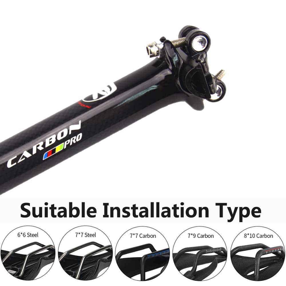 RXL SL Tijas Tubo de Asiento Tija de sillín de Fibra de Carbono Bicicleta de Carretera MTB Bike Part Puesto de Asiento (30.8 * 350mm)